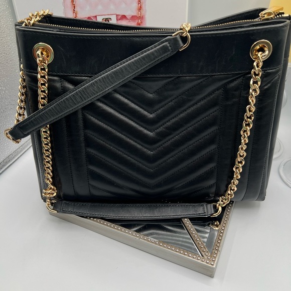 Michael Kors Black Chevron Shoulder Bag with Gold Accents - Picture 10 of 15